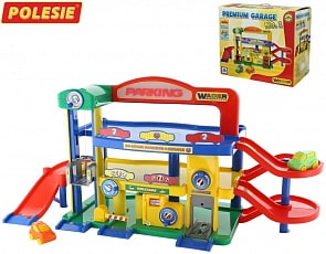 Гараж №1 Wader Премиум с автомобилями, трехуровневый (Полесье, п-40398)
