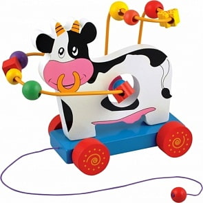 Лабиринт каталка - Корова (Мир деревянных игрушек, Д254)