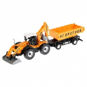 Трактор с прицепом 28,5 см, металлический инерционный (Технопарк, 158A2-R) (ассортимент)