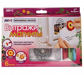 Витражи - Магниты , 4 магнита, 6 цветов (Amos, 20100)