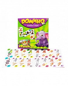 Игра настольная – Домино – Животные и пазл 18 элементов (Рыжий Кот, ИН-6757)