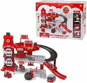 Паркинг электронный, свет, звук, 3 уровня, 28 деталей, 4 металлических транспортных средства (Наша игрушка, CLM-992)