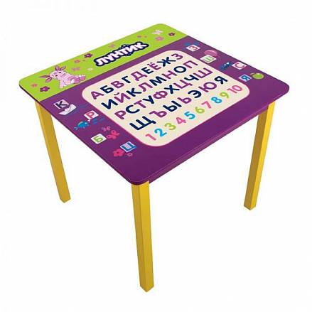 Детский стол квадратный, с алфавитом и изображением Лунтика 