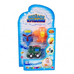 Набор резиновых игрушек для ванной – Веселое купание, 3 предмета: вертолет, поезд, самолет (ABtoys, PT-00880)