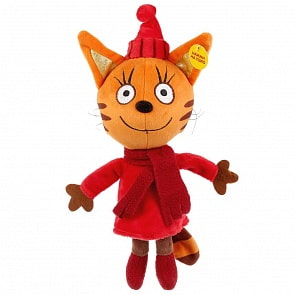 Игрушка мягкая Три Кота - Карамелька в зимней одежде, 16 см, музыкальный чип (Мульти-пульти, V92661-16)