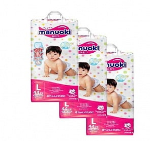 Подгузники трусики размер L, 9-14 кг, 3 пачки по 44 шт (Manuoki, JPM002-3)