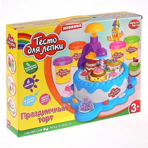 Набор теста для лепки - Праздничный Торт: основа для торта, шприц, аксессуары (Multiart, B1560086-PD (18)