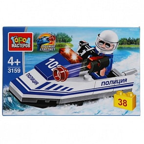 Конструктор Полицейский на гидроцикле 38 деталь (Город мастеров, 3159-JS)