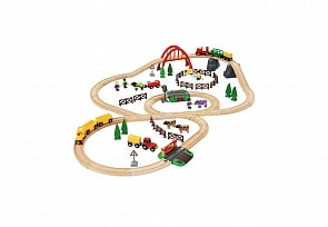 Подарочный набор – Загородная жизнь с паровозиками без функций, сельхоз техникой, животными и аксессуарами (Brio, 33516)