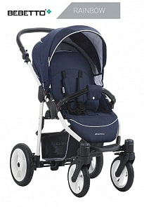 Детская прогулочная коляска Bebetto Rainbow, темно-синяя, шасси белая/Bia (Bebetto, WB120_208)