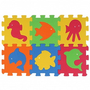 Коврик сборный - Экран любимые герои, с животными, 6 элементов (Играем Вместе, M02890-CRT)