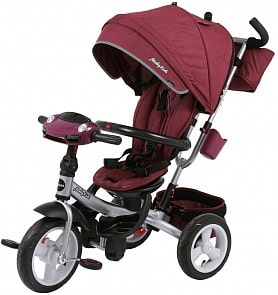 Велосипед 3 колесный New 360° 12x10 AIR Car, бордовый (Moby Kids, 641356)
