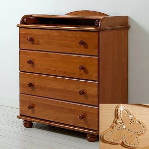 Комод детский Гандылян КО-2003-1 Аистенок с декором Бабочка, вишня (Gandylyan, GAN-КО 2003-1_вишня)