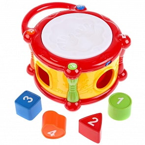 Развивающий барабан-сортер, 12 песен, потешек, сказок, звуки музыкальных инструментов (Умка, B964322-R)
