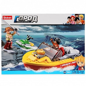 Конструктор - Катер с фигурками, 129 деталей (Sluban, M38-B0671)