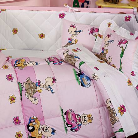 Детский комплект в кроватку Bebek TORTOISE розовый, 6 предметов, 0-3 лет 