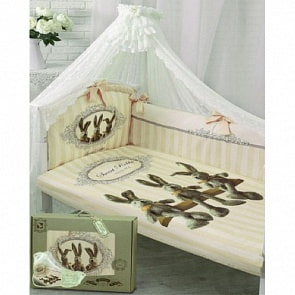 Комплект в кроватку – Sweet Rabbit, 7 предметов, молочный (Золотой Гусь, 1713-z)