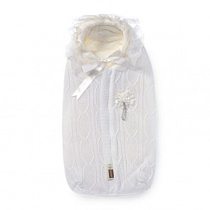 Конверт вязанный на молнии с крупной вязкой Ups Pups  U14-32, 100% acrylic, белый