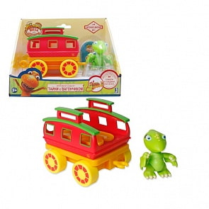 Игровой набор из сери Поезд Динозавров с подвижной фигуркой Тайни 8 см и вагончиком 13х10 см. (Jazwares, Т59400)