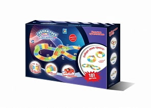 Гибкий трек - Большое путешествие, мост, туннель, дорога светится в темноте, машинка со светом, 181 деталь (1toy, Т13199)