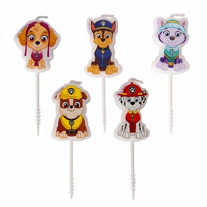 Набор фигурных свечей на палочках Щенячий Патруль, 5 штук (Росмэн, 36708)