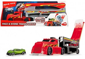 Автовоз красный 4-уровневый с 1 машинкой, 44,5 см., выезд через кабину (Dickie, 3747003)