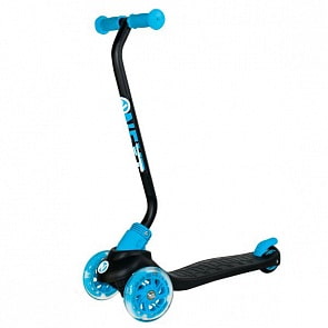 Самокат 3-колесный складной, управление наклоном, светящиеся колеса 120 и 100 мм., цвет – голубой (GW-012-MINI-2sim)
