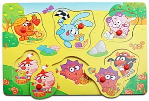 Рамка с вкладышами - Смешарики на полянке (Мир деревянных игрушек, Р299)