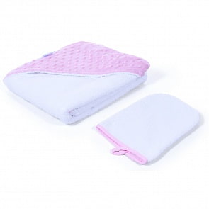 Полотенце с уголком и варежкой Nuovita Grazia 100 x 100, бело-розовый / bianco-rosa (Nuovita, DPOL_1607)