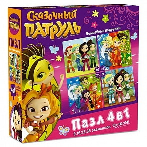 Пазл 4в1, 9-16-25-36 деталей из серии Сказочный патруль - Волшебные подружки, с наклейками (Оригами, 03919)