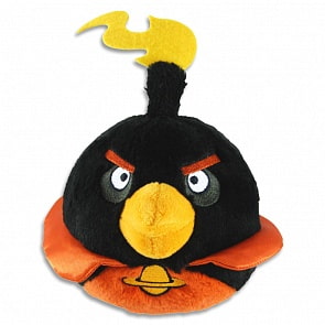 Декоративная подушка из серии Angry Birds Space - чёрная птица Black Firebomb bird, 25 см (Angry Birds, АВВК10)