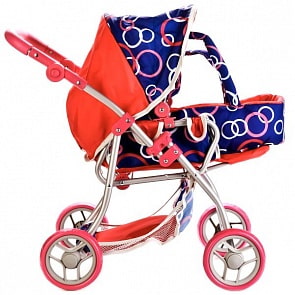 Коляска для кукол с регулируемой ручкой, переноской и съемным верхом (Карапуз, 66HC-C3sim)