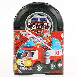 Конструктор - Пожарная машина, 63 детали в банке (Город мастеров, 3546-AA)