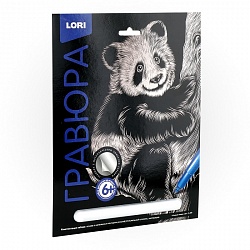 Гравюра Озорная панда Классика большая с эффектом серебра (Lori, Гр-558) - миниатюра