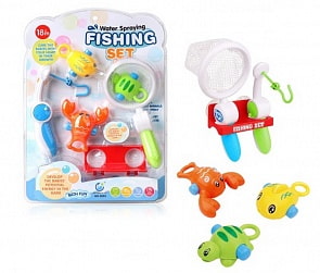 Рыбалка для ванной: удочка, сачок, держатель и 3 фигурки морских обитателей (Junfa Toys, 9005)