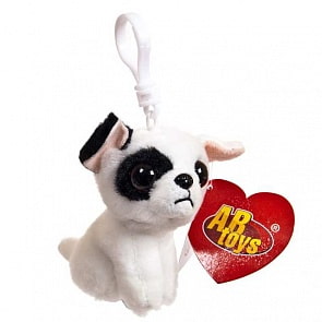 Мягкая игрушка - Собака. Бульдог белый на брелоке, 9 см (ABtoys, M0060)