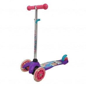 Самокат 3-колесный из серии Disney Холодное Сердце, управление наклоном, PVC светящиеся колеса 2х120мм/90мм, алюминий/нейлон, ручки TPR (1toy, Т15437Д)
