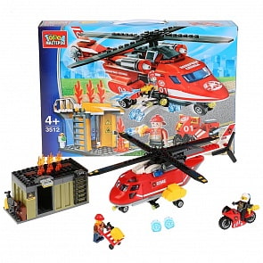 Конструктор - Пожарный вертолет, с фигурками, 305 деталей (Город мастеров, LP-3512-R)