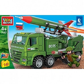 Конструктор Армия: Камаз с ракетой и фигуркой, 140 деталей (Город мастеров, 7147-KK)