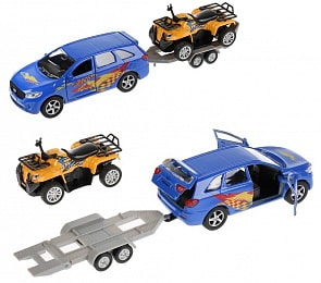 Машина металлическая инерционная Kia Sorento Prime спорт 12 см и квадроцикл 7,5 см (Технопарк, SB-18-05WB)