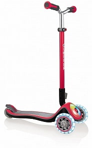 Трехколесный самокат Globber Elite Prime, красный, свет (Globber, 444-802)