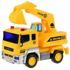 Камаз экскаватор, 17 см, инерционный, свет и звук (Технопарк, KAM-17PL-DIG)