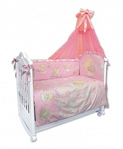 Комплект в кроватку - Павлуша, 7 предметов, розовый (Bombus, BOM_1756)