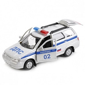 Машина металлическая Лада 111 Полиция инерционная 12 см, открываются двери и багажник (Технопарк, SB-16-67-P-WB)