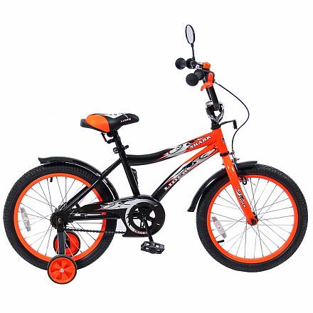Двухколесный велосипед Lider shark, диаметр колес 18 дюймов, оранжевый/черный  