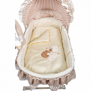 Набор в люльку 6 предметов: одеяло, подушка, пододеяльник, простыня, наволочка, матрас - Bear Honey, бежевый (Kids Fashion, УТ-0002193)