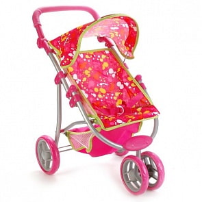 Коляска для кукол металлическая, с регулируемой ручкой, корзиной и съемным верхом (Карапуз, 66HB-C3sim)