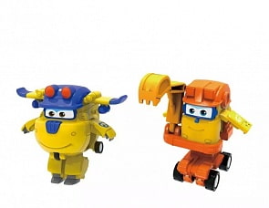 Super Wings. Мини-трансформеры 2 в 1 из серии Супер Крылья - Донни и Скуп команда Строителей (Auldey Toys, EU730002C)