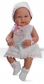 Пупс виниловый Elegance в бело-розовом платьице с цветными стразами Swarowski в виде сердечек, 42 см (Arias, Т59289)