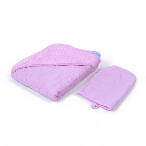 Полотенце с уголком и варежкой Nuovita Grazia 100 x 100 махра/плюш-соты, розовый / rosa (Nuovita, NUO-DPOL_1626)